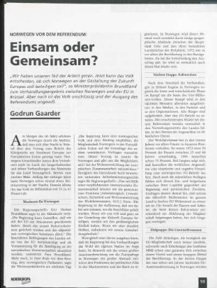 Norwegen vor dem Referendum: Einsam oder Gemeinsam?