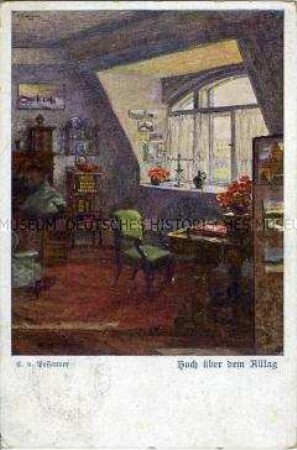 Interieur, Postkarte des Deutschen Schulvereins, Nr.1216