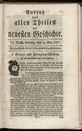 LI. Nachl. Coburg, den 21. Dec. 1757.