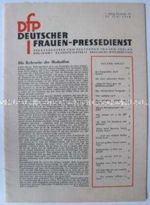 Monatszeitschrift für Frauen "Deutscher Frauen-Pressedienst"