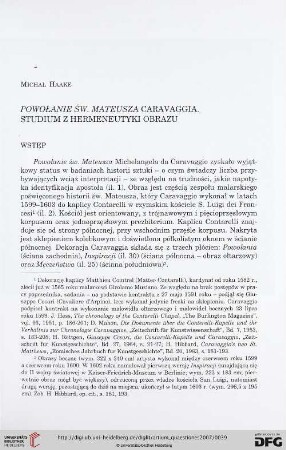 18: "Powołanie św. Mateusza" Caravaggia : studium z hermeneutyki obrazu