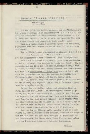 Stammvater "Isaak Pierson", der Réfugié