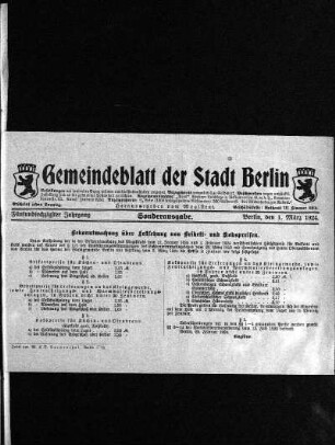 Sonderausgabe, 1. März 1924