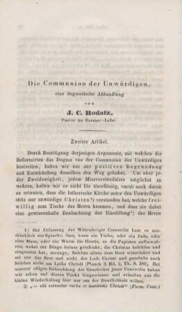 30-67 Die Communion der Unwürdigen, eine dogmatische Abhandlung : zweiter Artikel