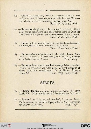 Sièges (Nr. 86-105)