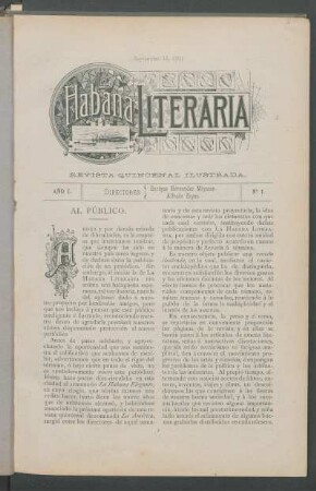 N°. 1 - Septiembre 15, 1891.