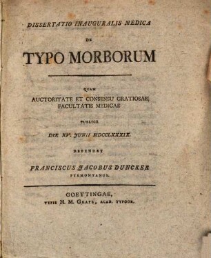 Diss. inaug. med. de typo morborum