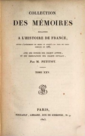 Collection des mémoires relatifs à l'histoire de France, 25. Mémoires de Richelieu, Tome V