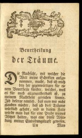 Beurtheilung der Träume.