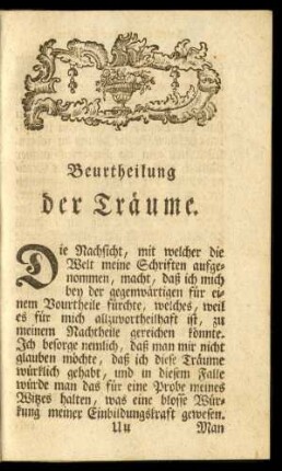 Beurtheilung der Träume.