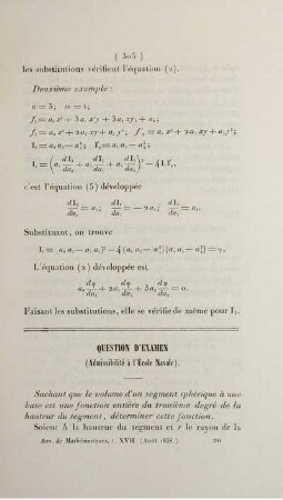Question d'examen. (Admissibilité à l'École Navale).