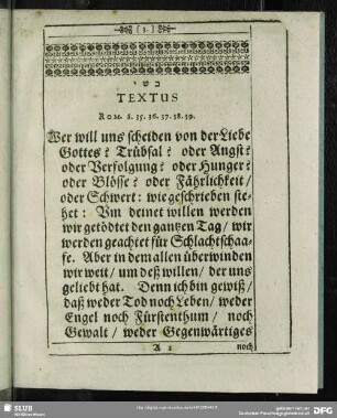Leichenpredigt : Textus. Exordium. Exegesis. Locus Consolatorius