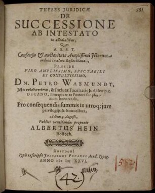 Theses Iuridicae De Successione Ab Intestato in allodialibus