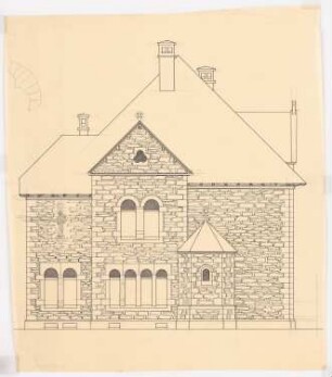 Dreifaltigkeitskirche (mit Pfarrhaus), Dortmund: Pfarrhaus, Seitenansicht (1:50)