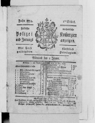 1tes Stück., Ausgabe vom 1. Januar 1794