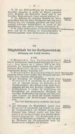 VII. Mitgliedschaft bei der Tarifgemeinschaft, Erlangung und Verlust derselben.