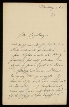 75: Brief von Fritz André an Gottlieb Planck, Marburg, 10.5.1909 [?]