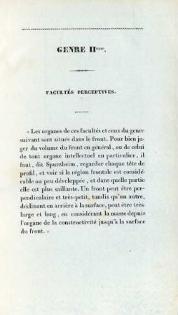 Genre IIème. Facultés perceptives
