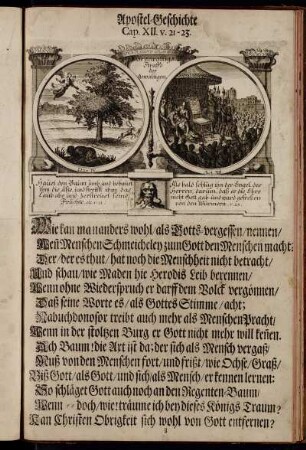 Apostel-Geschichte Cap. XII. V. 21 - 23. - Apostel-Geschichte Cap. XXIIX. V. 1- 6.