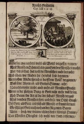 Apostel-Geschichte Cap. XII. V. 21 - 23. - Apostel-Geschichte Cap. XXIIX. V. 1- 6.