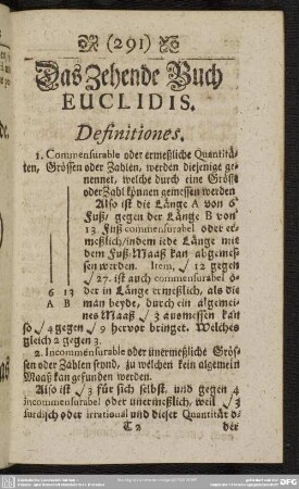 Das Zehende Buch Euclidis
