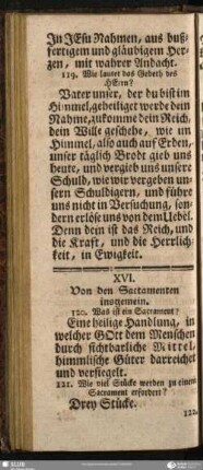 XVI. Von den Sacramenten insgemein
