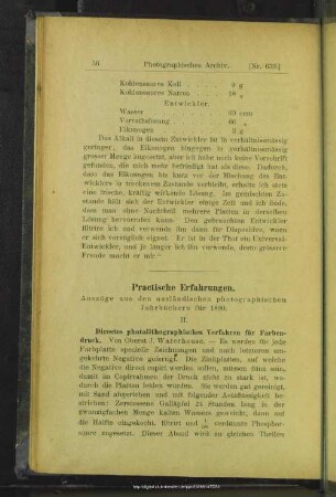 Practische Erfahrungen. Auszüge aus den ausländischen photographischen Jahrbüchern für 1890
