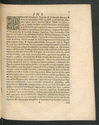 Immerito a Conrado Tigurino de Scriptorib. Chriurg. & Renerio Solenandro Cons. 24. Sect. ...