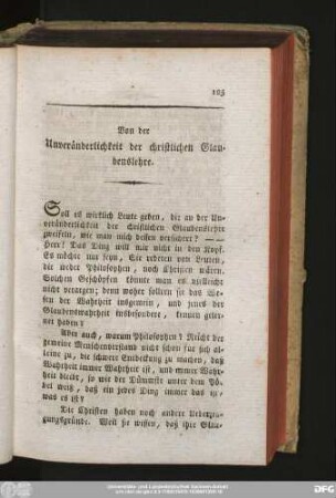 Von der Unveränderlichkeit der christlichen Glaubenslehre.