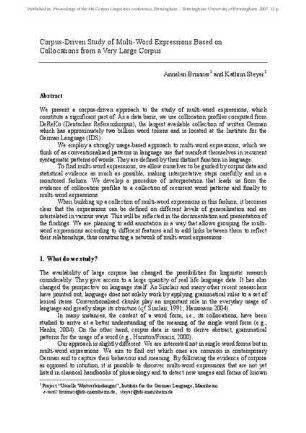 Corpus-driven study of multi-word expressions based on collocations from a very large corpus