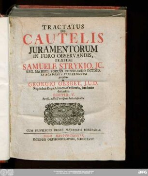 Tractatus De Cautelis Juramentorum In Foro Observandis