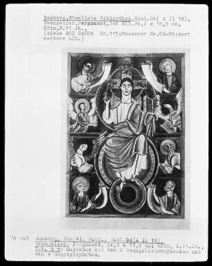 Evangeliar — Majestas Domini umgeben von den vier großen Propheten, Folio 9verso