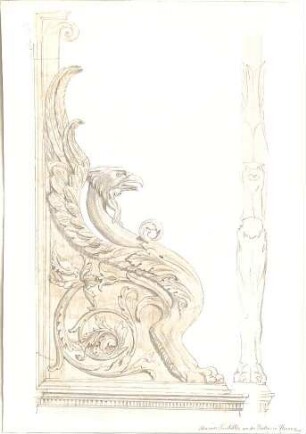 Lange, Ludwig; Lange - Archiv: X.6 Chorgestühle - Lehne eines Chorstuhles aus der Badia in Florenz (Ansichten)