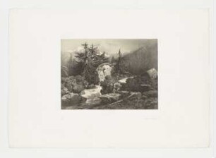 Berglandschaft mit Fluss, Tannen und Felsen, Blatt 95 der Folge "Werke"