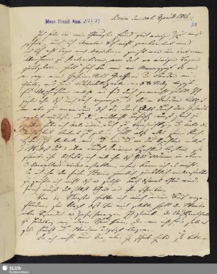 Nr. 73-74: F. Tieck an Ludwig Tieck. 1821.