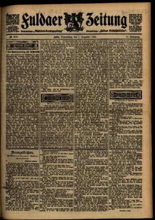 Erste Ausgabe vom Donnerstag, den 01. Dezember 1904.