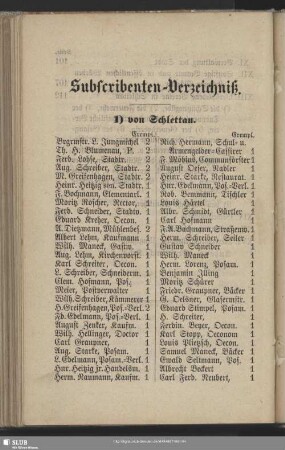 Subscribenten-Verzeichniß