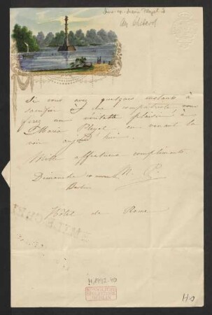 Brief an Hippolyte-André-Jean-Baptiste Chelard : o.D.
