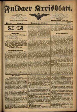 Erste Ausgabe vom Samstag, den 23. Januar 1909.