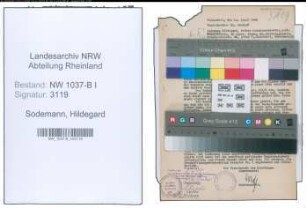 Entnazifizierung Hildegard Sodemann , geb. 14.04.1905 (Hausgehilfin)