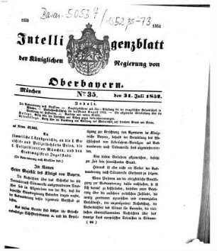 Intelligenzblatt der Königlichen Regierung von Oberbayern. 1852, 35/73