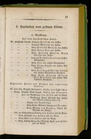 1) Hausorden vom goldnen Loewen.