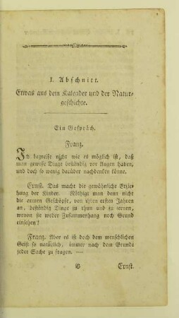 I. Abschnitt. Etwas aus dem Kalender und der Naturgeschichte