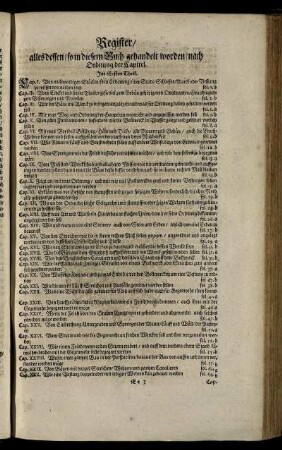 Register/ alles dessen/ so in diesem Buch gehandelt worden/ nach Ordnung der Capitel.