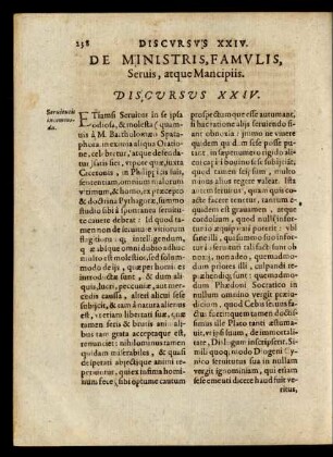 De Ministris, Famulis, Seruis, atque Mancipiis. Discursus XXIV.