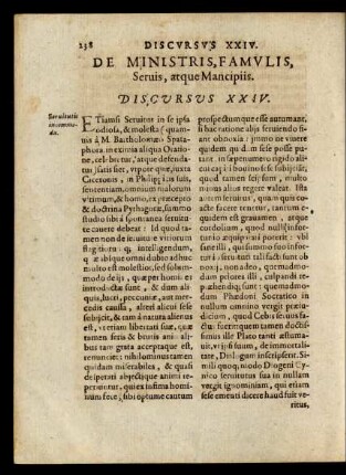 De Ministris, Famulis, Seruis, atque Mancipiis. Discursus XXIV.