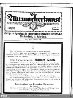 Herr Uhrmachermeister Robert Koch †