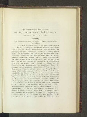 Die klimatischen Bodenzonen und ihre charakteristischen Bodenbildungen.
