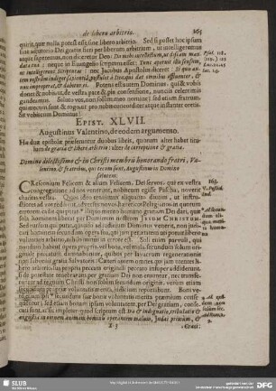 Epist. XLVII. Augustinus Valentino, de eodem argumento