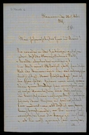 54: Brief von Wilhelm Christian Leopold an Gottlieb Planck, Hannover, 22.2.1867